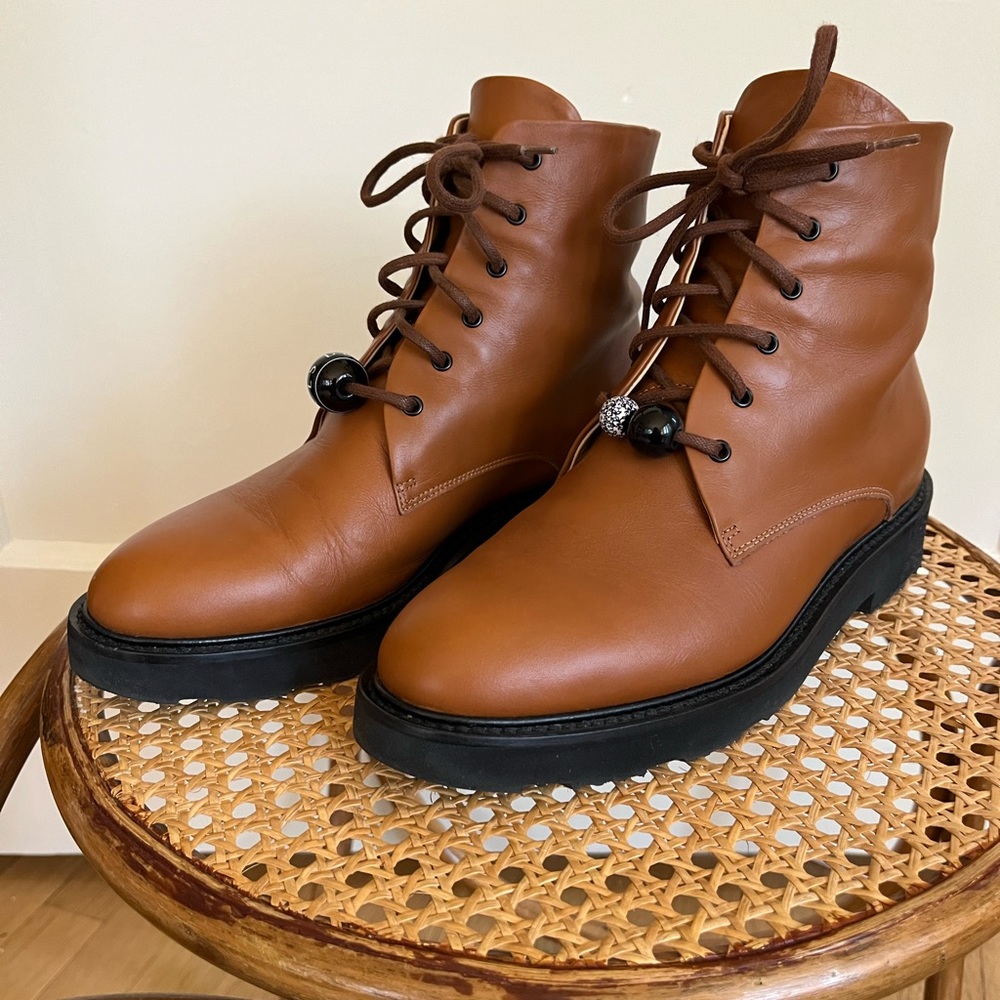 Dear Frances Park Combat Boots in Tan
